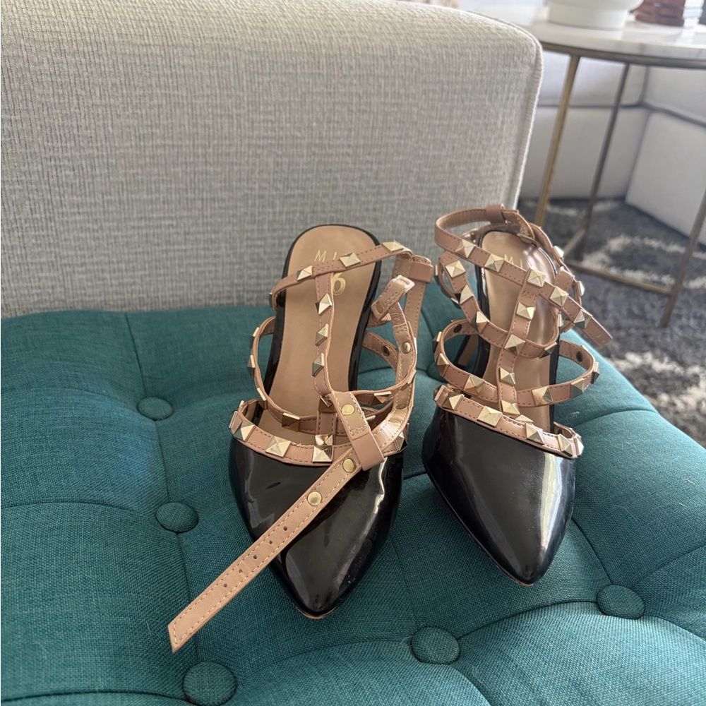 Valentino look alike Black and Tan Rockstud Heels